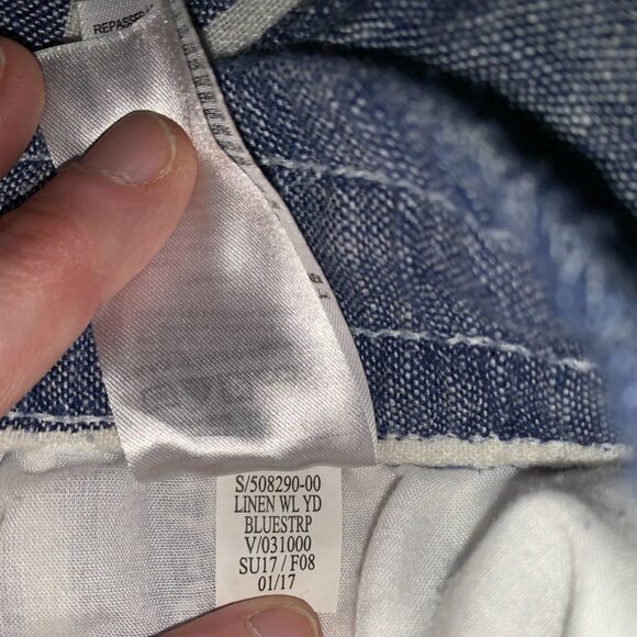 Old Navy Women's Blue White Striped Drawstring Linen Pants Size Small - Picture 9 of 12